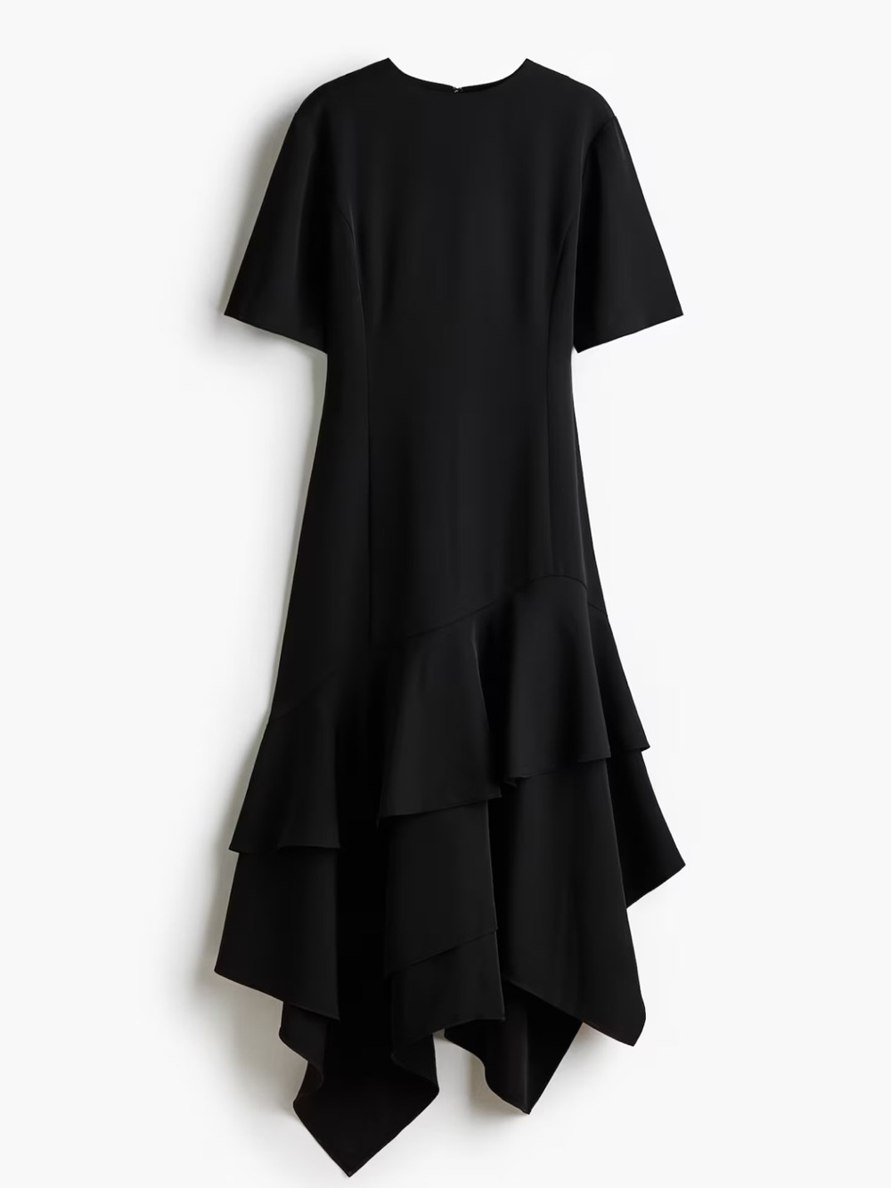 H&M Black Asymmetrical Tiered Midi Dress